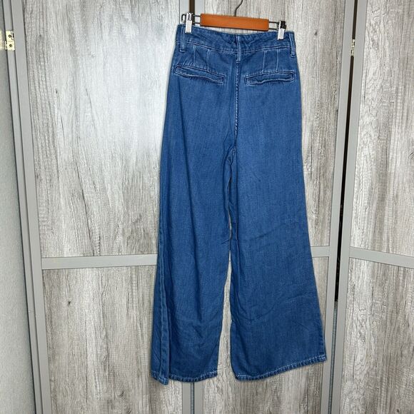 Banana Republic Jeans Ultra High Rise Wide Leg Blue Color - Picture 6 of 7